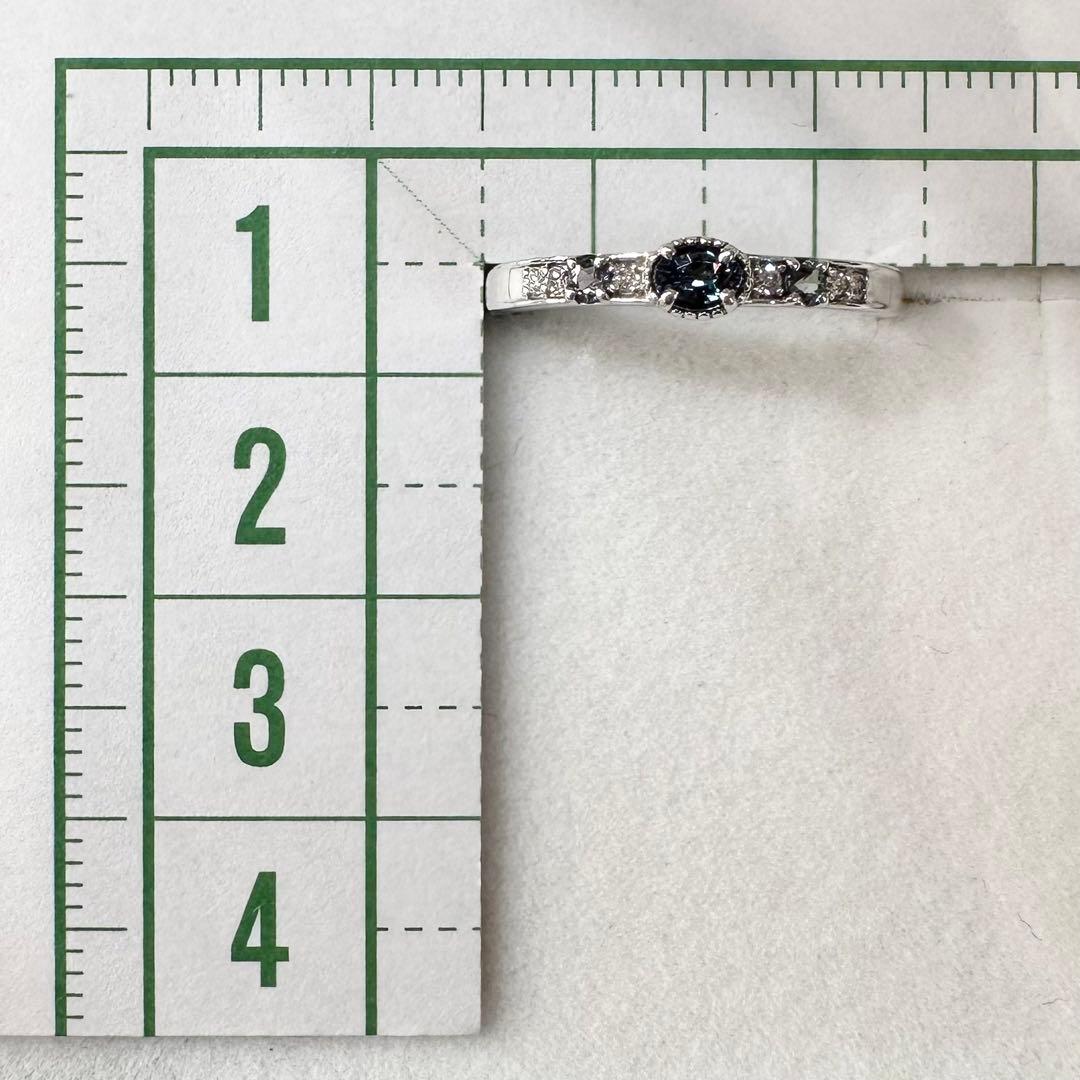 K18WG アレキサンドライト ダイヤモンド リング 0.15ct 希少石