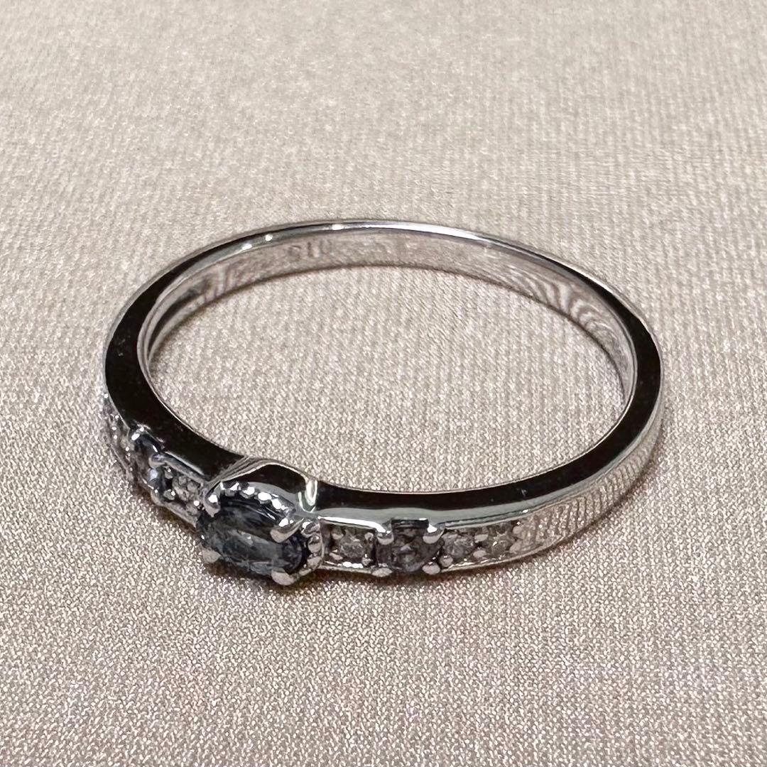 K18WG アレキサンドライト ダイヤモンド リング 0.15ct 希少石