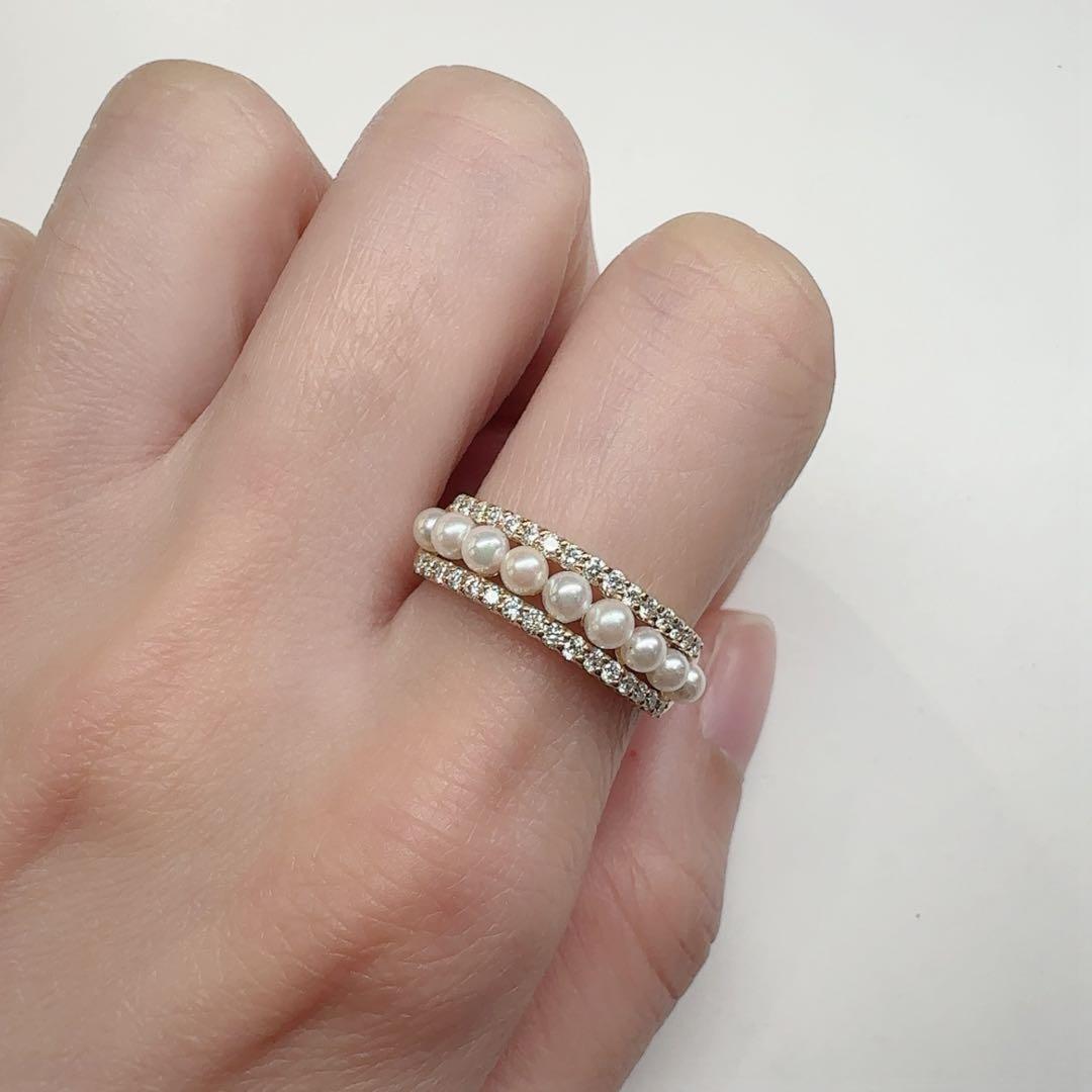 【Ponte Vecchio】K18 アコヤ真珠 約2.7mm リング