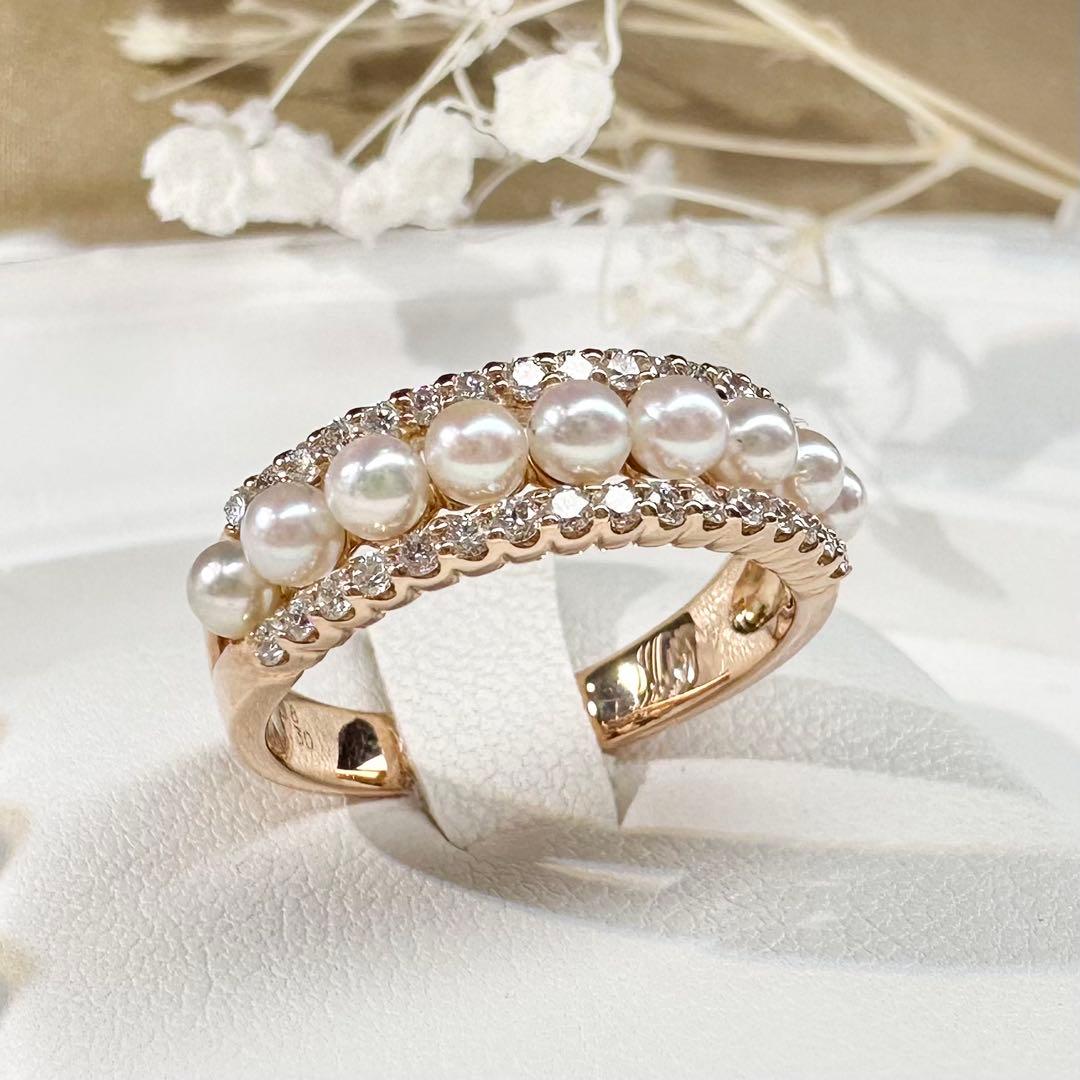 【Ponte Vecchio】K18 アコヤ真珠 約2.7mm リング