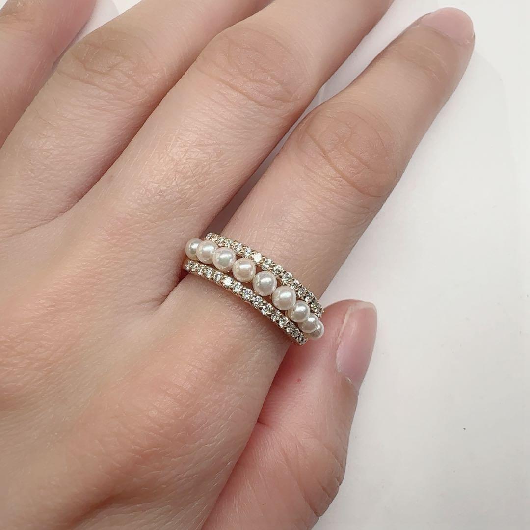 【Ponte Vecchio】K18 アコヤ真珠 約2.7mm リング