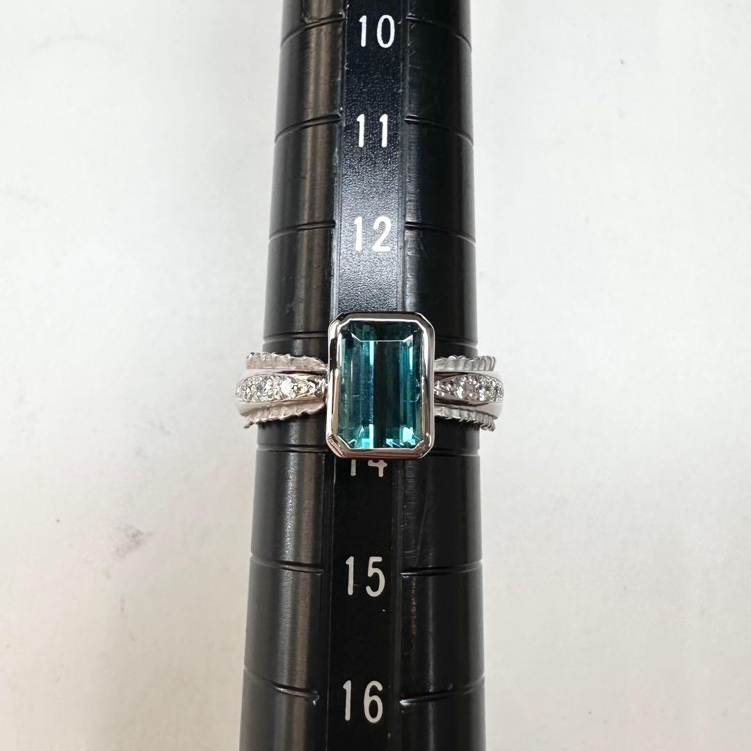 PT900 ブルーグリーントルマリン 1.45ct ダイヤモンド リング