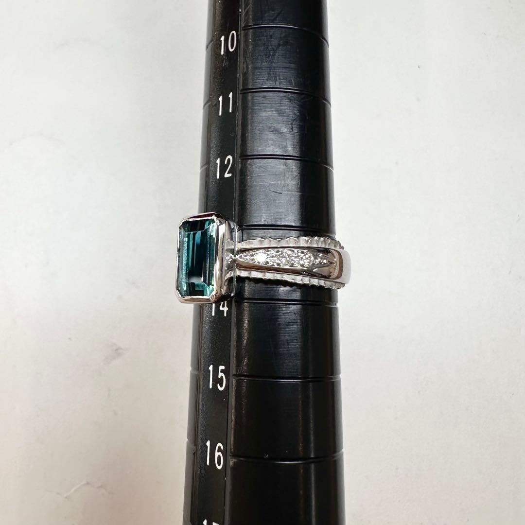 PT900 ブルーグリーントルマリン 1.45ct ダイヤモンド リング