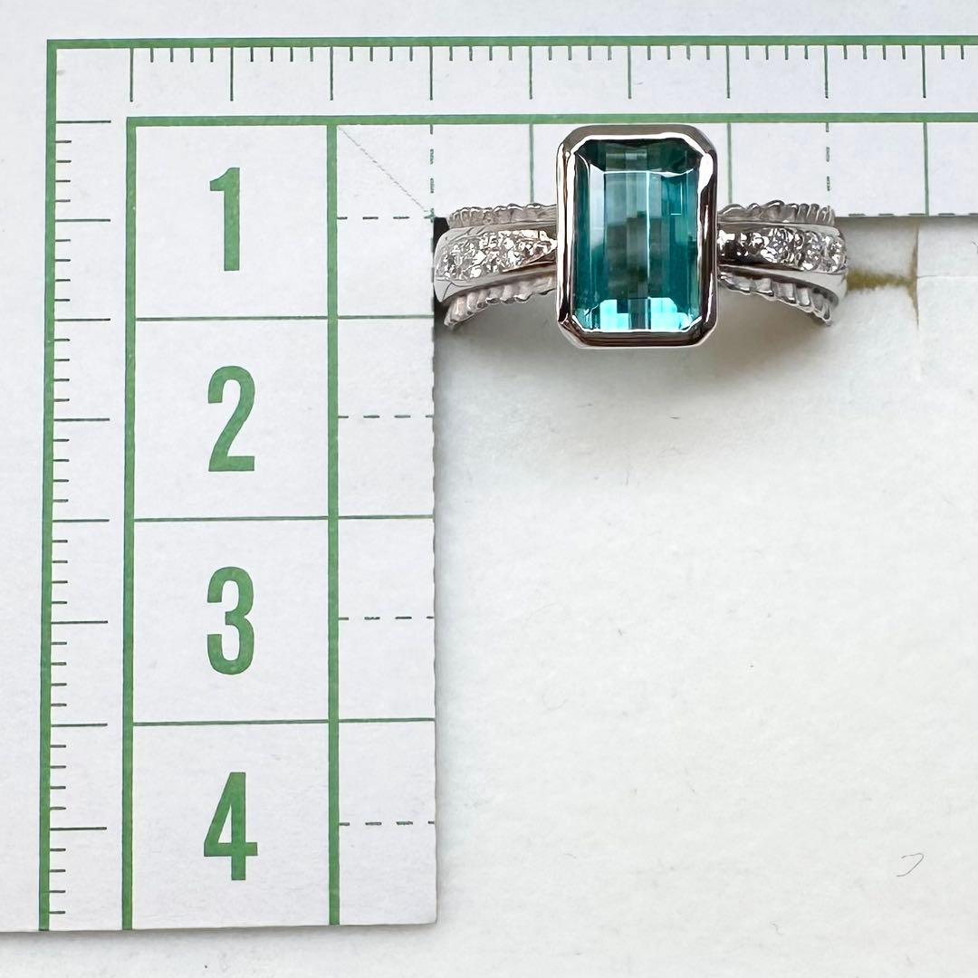 PT900 ブルーグリーントルマリン 1.45ct ダイヤモンド リング
