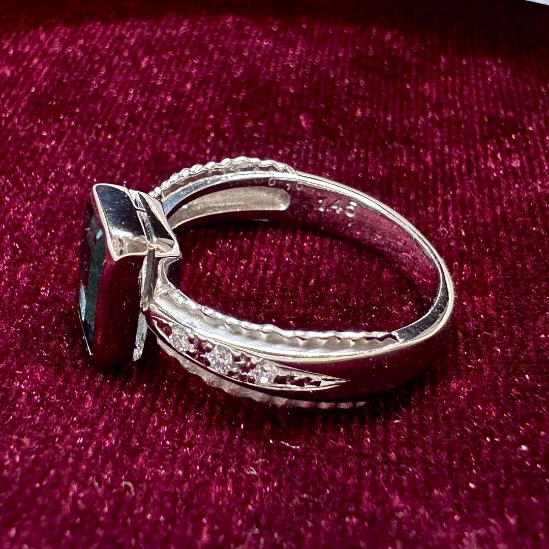 PT900 ブルーグリーントルマリン 1.45ct ダイヤモンド リング