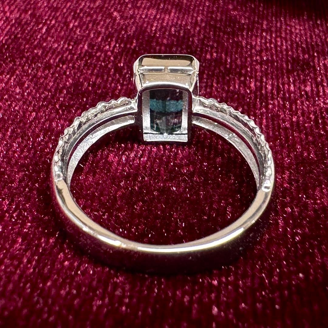 PT900 ブルーグリーントルマリン 1.45ct ダイヤモンド リング