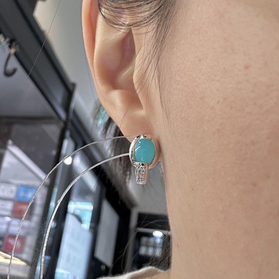 【K18】ブルーオパール 1.13/1.16ct ダイヤ　イアリング　ネオン