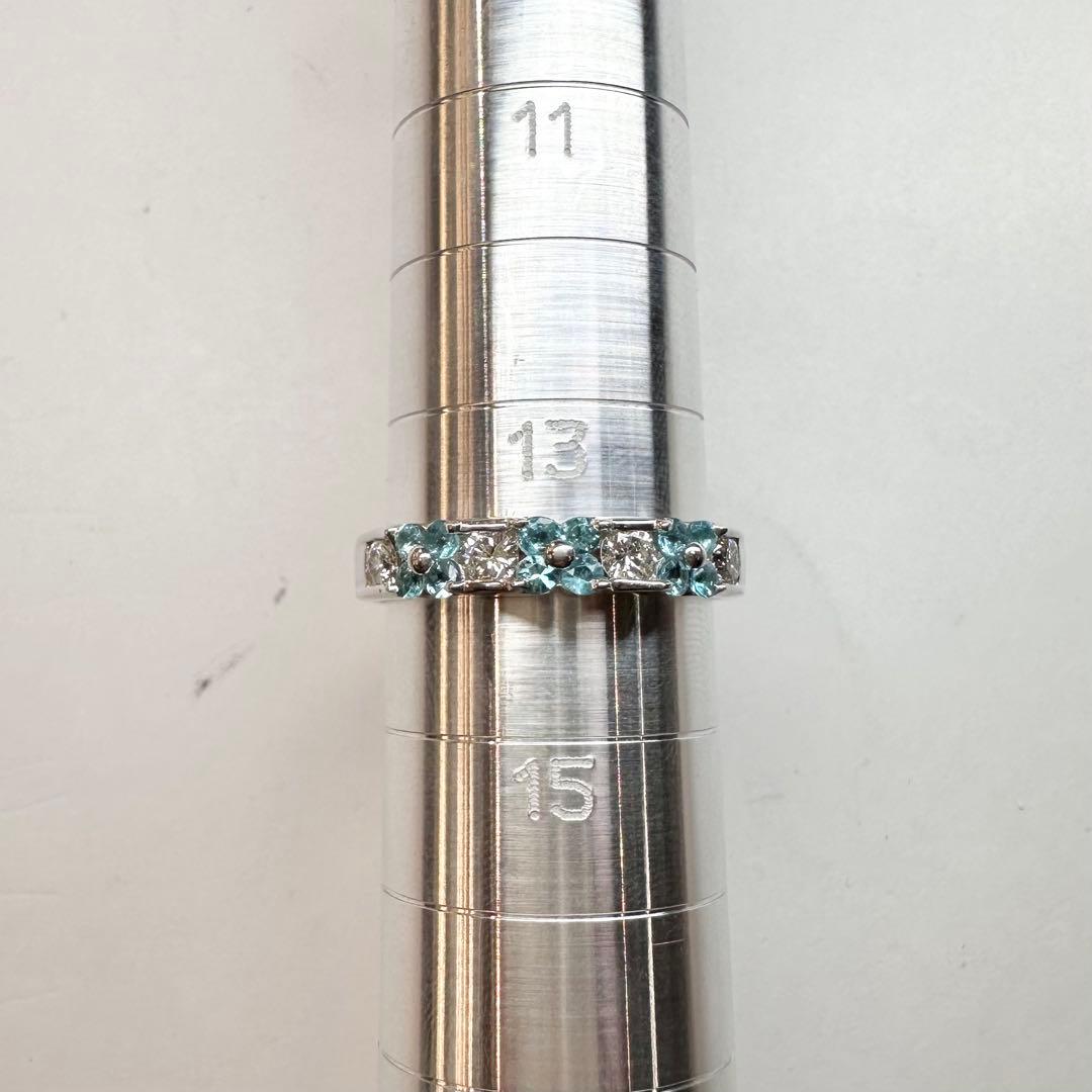 【美品】PT900 パライバトルマリン0.34ct フラワー リング