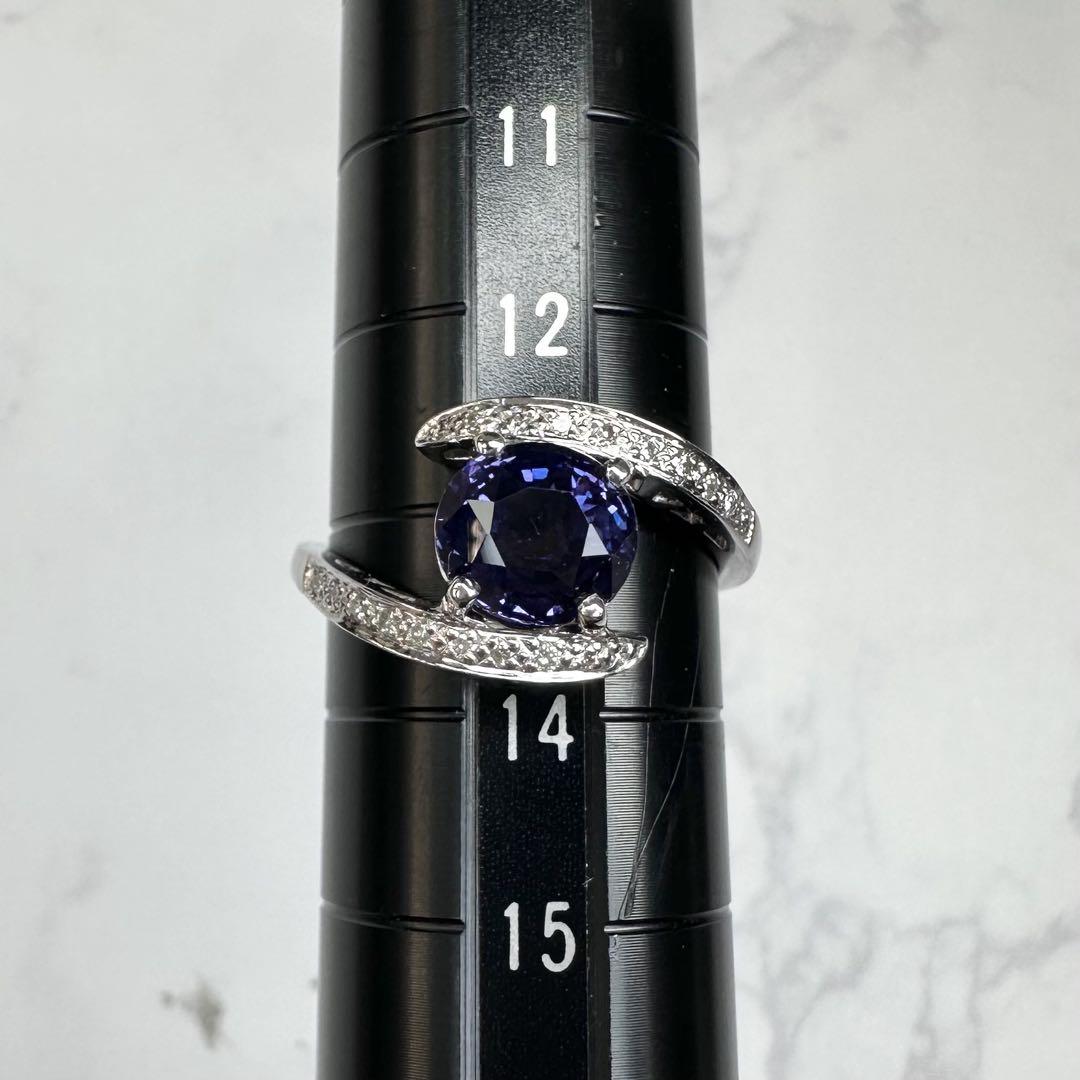 【美品】PT900 サファイア2.082ct ダイヤ0.11ct