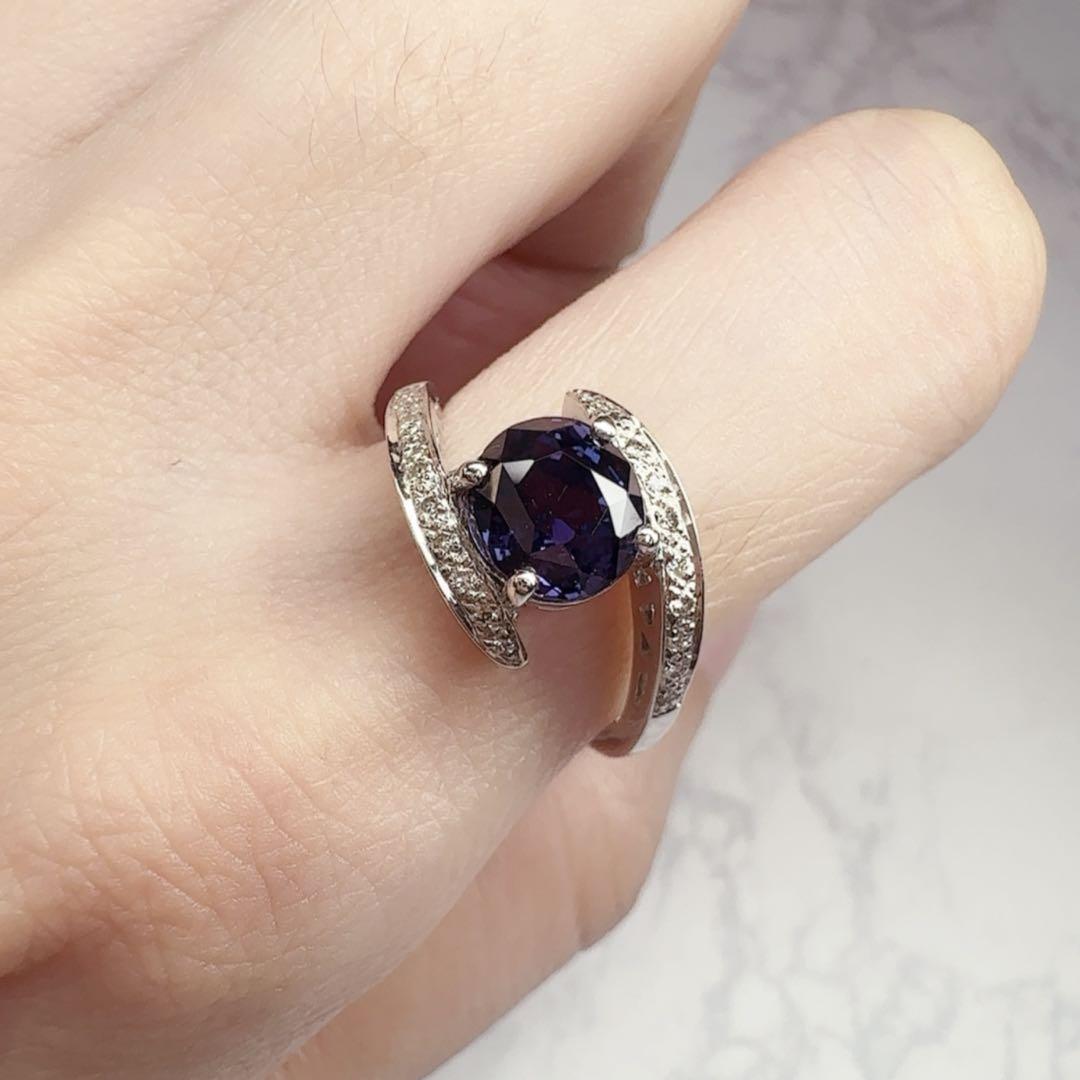 【美品】PT900 サファイア2.082ct ダイヤ0.11ct