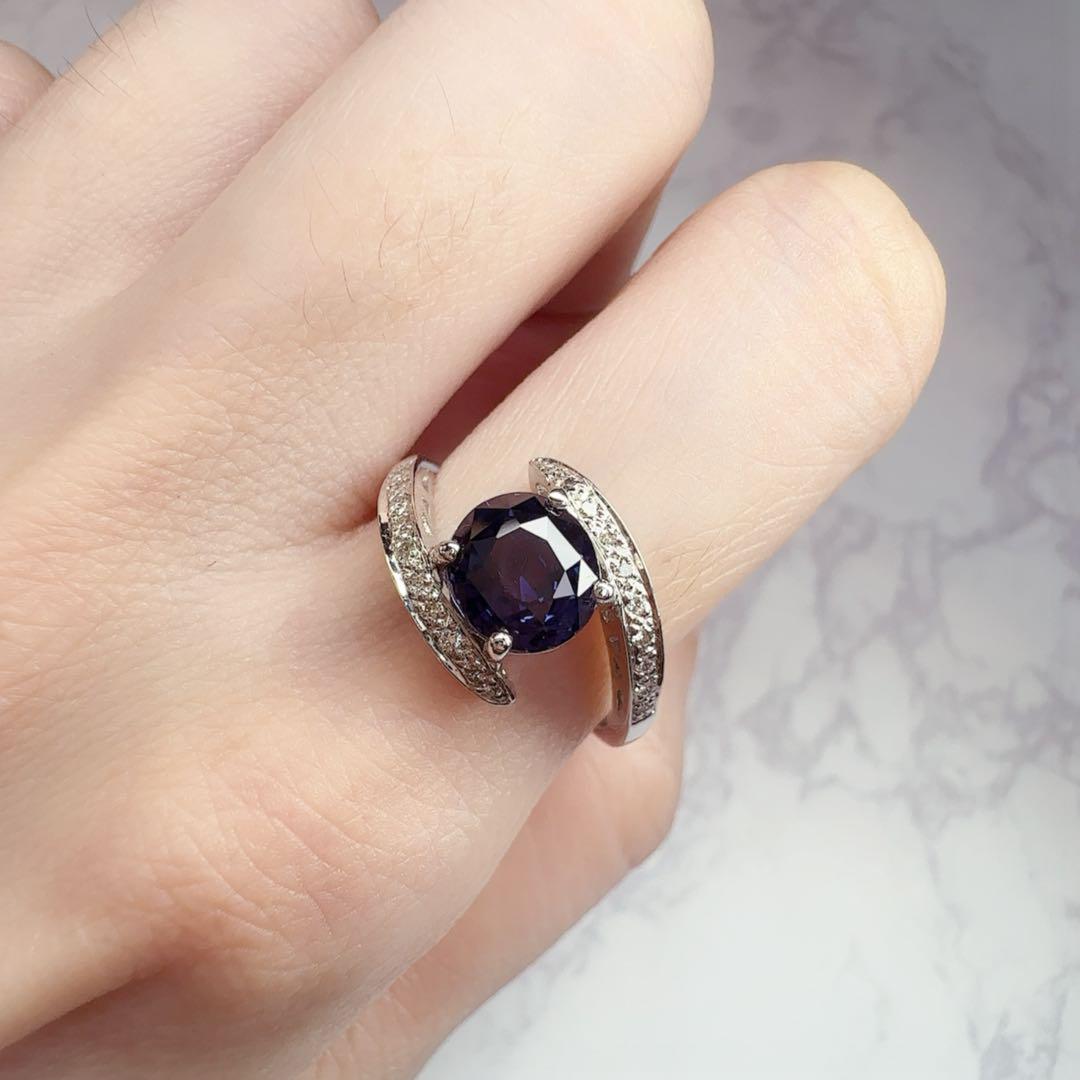 【美品】PT900 サファイア2.082ct ダイヤ0.11ct