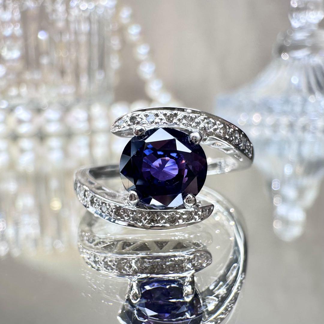 【美品】PT900 サファイア2.082ct ダイヤ0.11ct