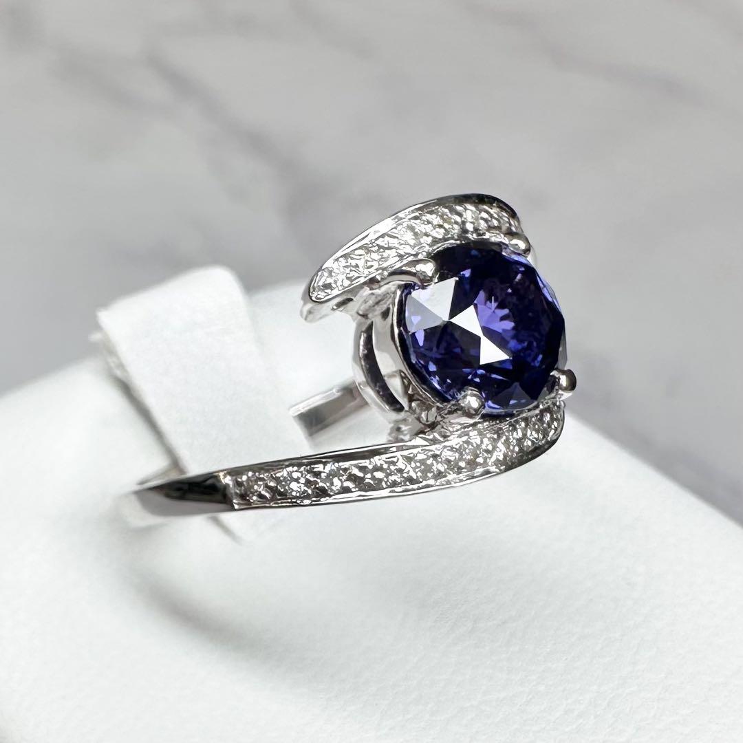 【美品】PT900 サファイア2.082ct ダイヤ0.11ct