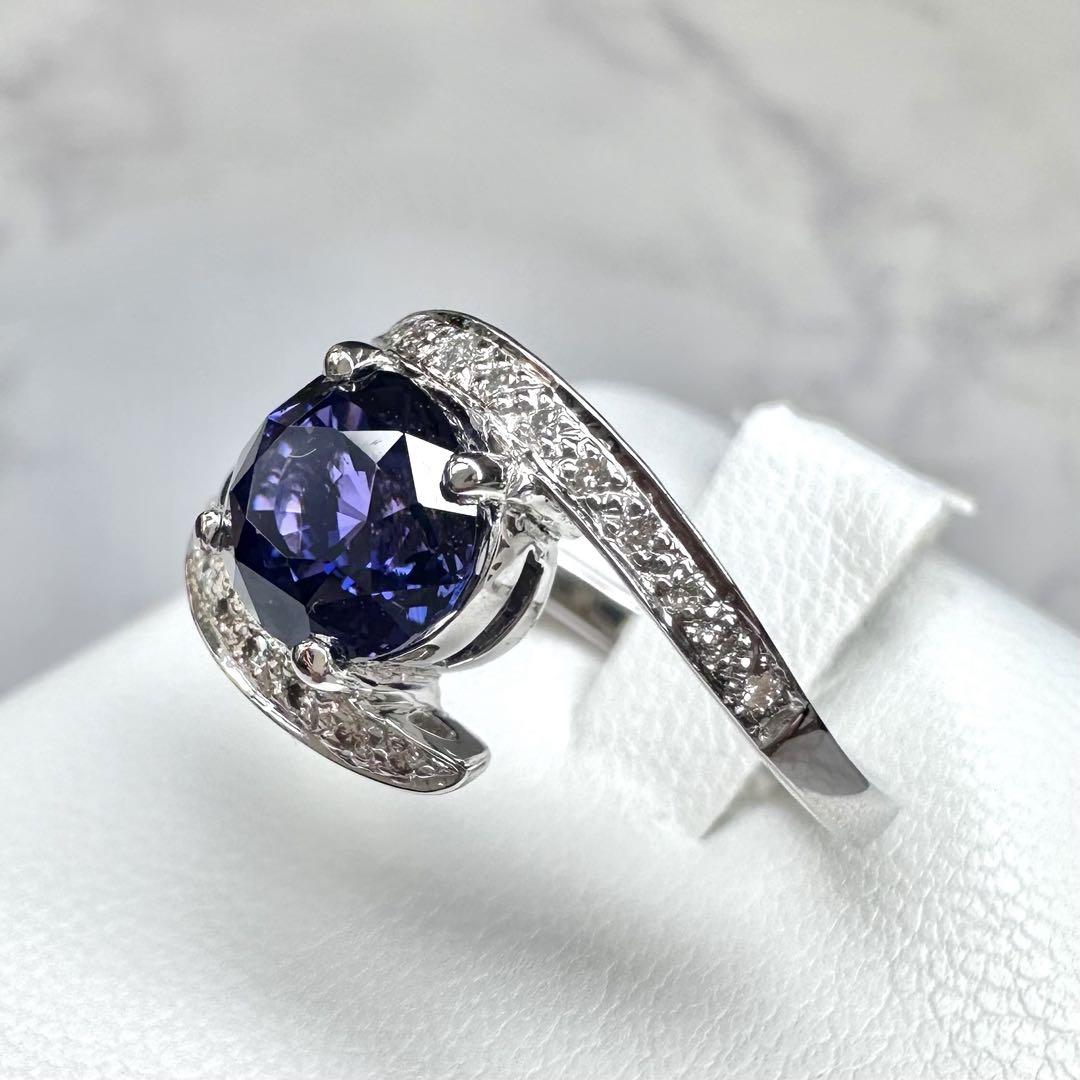【美品】PT900 サファイア2.082ct ダイヤ0.11ct