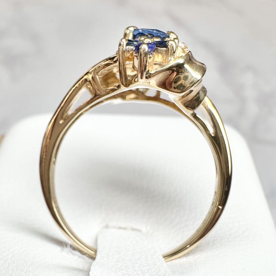 【K18YG】サファイア1.23ctリング 個性派デザイン