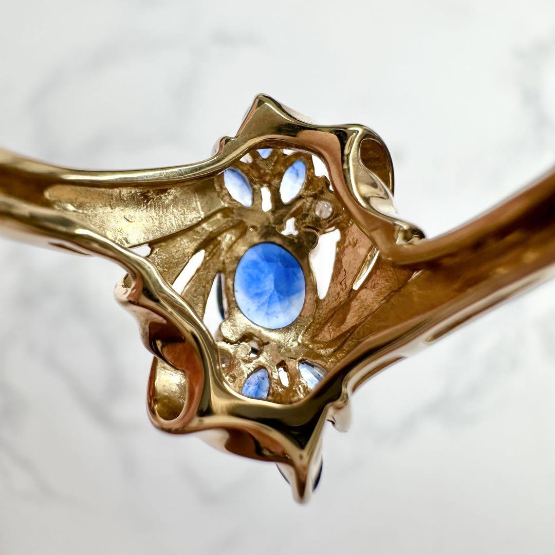 【K18YG】サファイア1.23ctリング 個性派デザイン