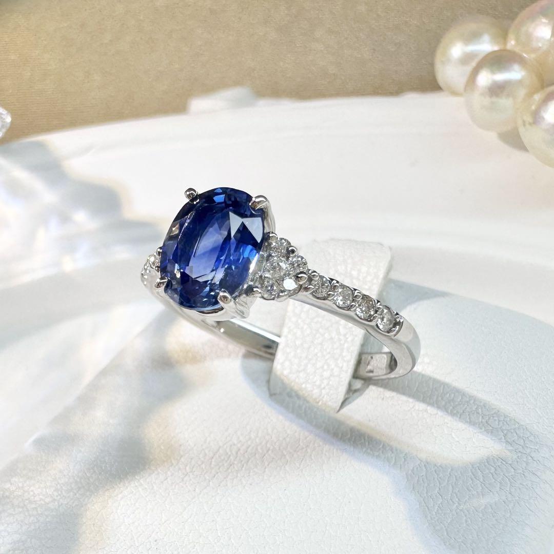 【美品】PT900 ブルーサファイア 1.633ct リング