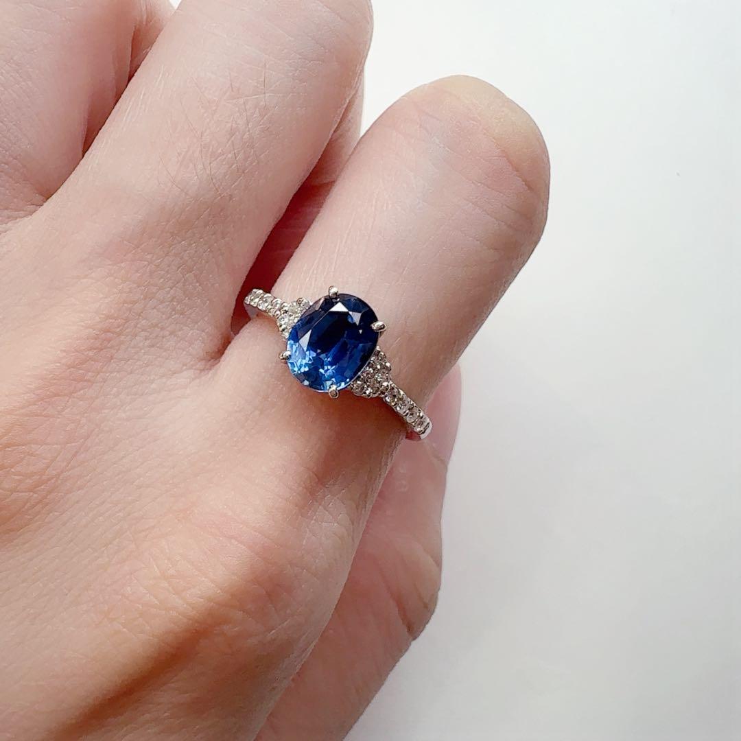 【美品】PT900 ブルーサファイア 1.633ct リング