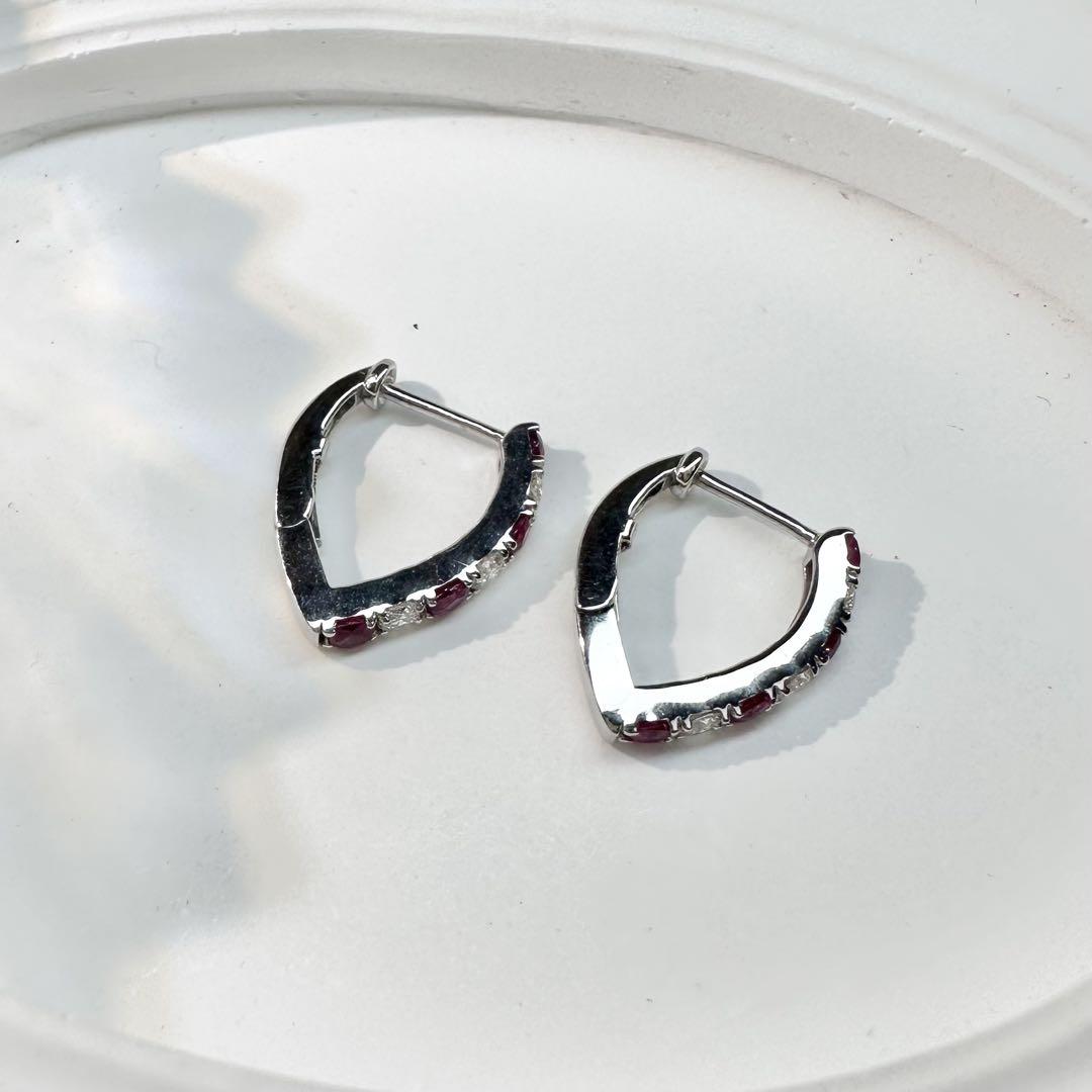 【K18】ルビー0.2ct*2 ピアス デザイン ダイヤ