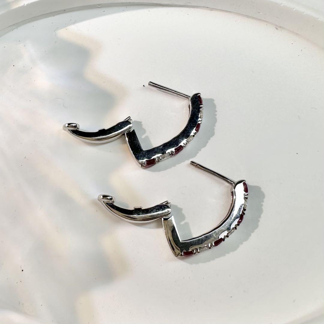 【K18】ルビー0.2ct*2 ピアス デザイン ダイヤ
