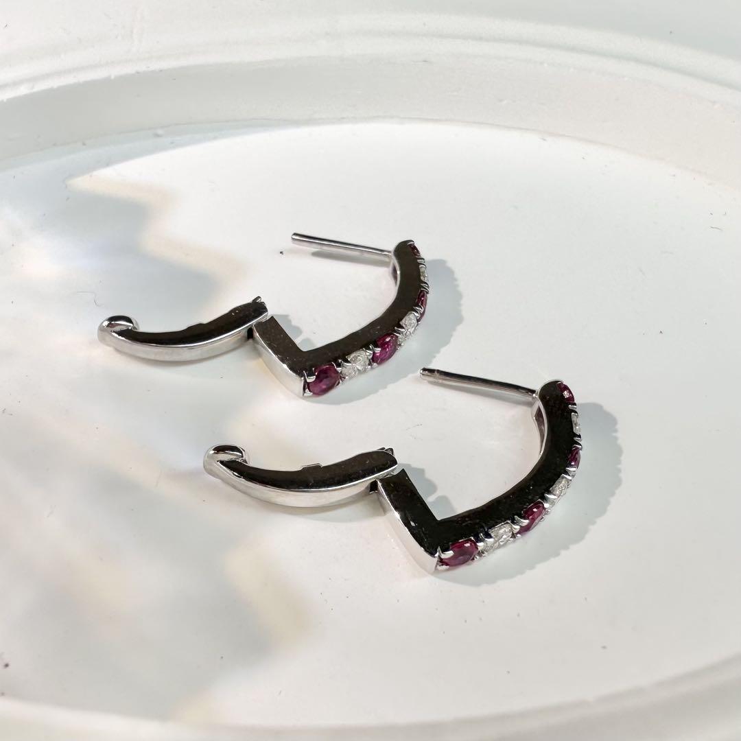 【K18】ルビー0.2ct*2 ピアス デザイン ダイヤ