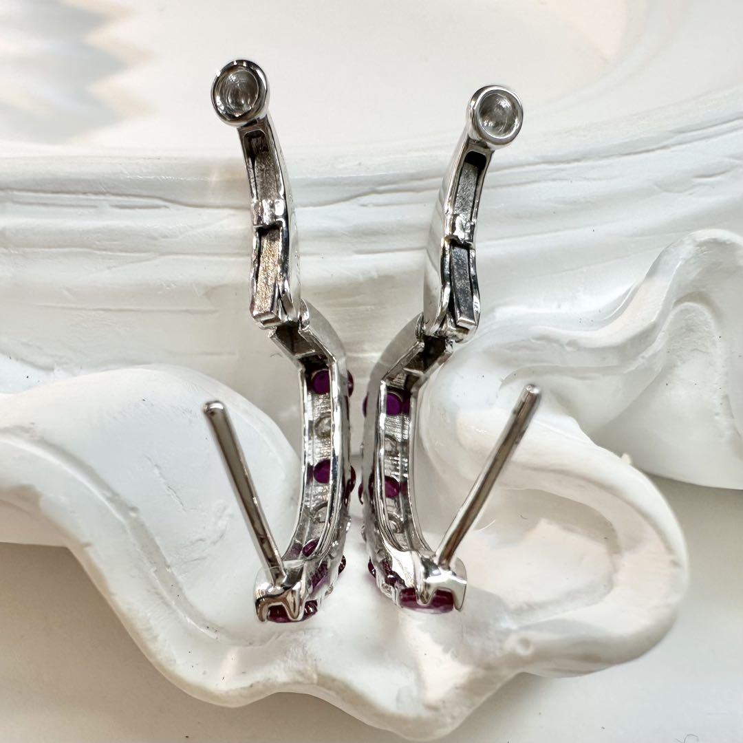 【K18】ルビー0.2ct*2 ピアス デザイン ダイヤ