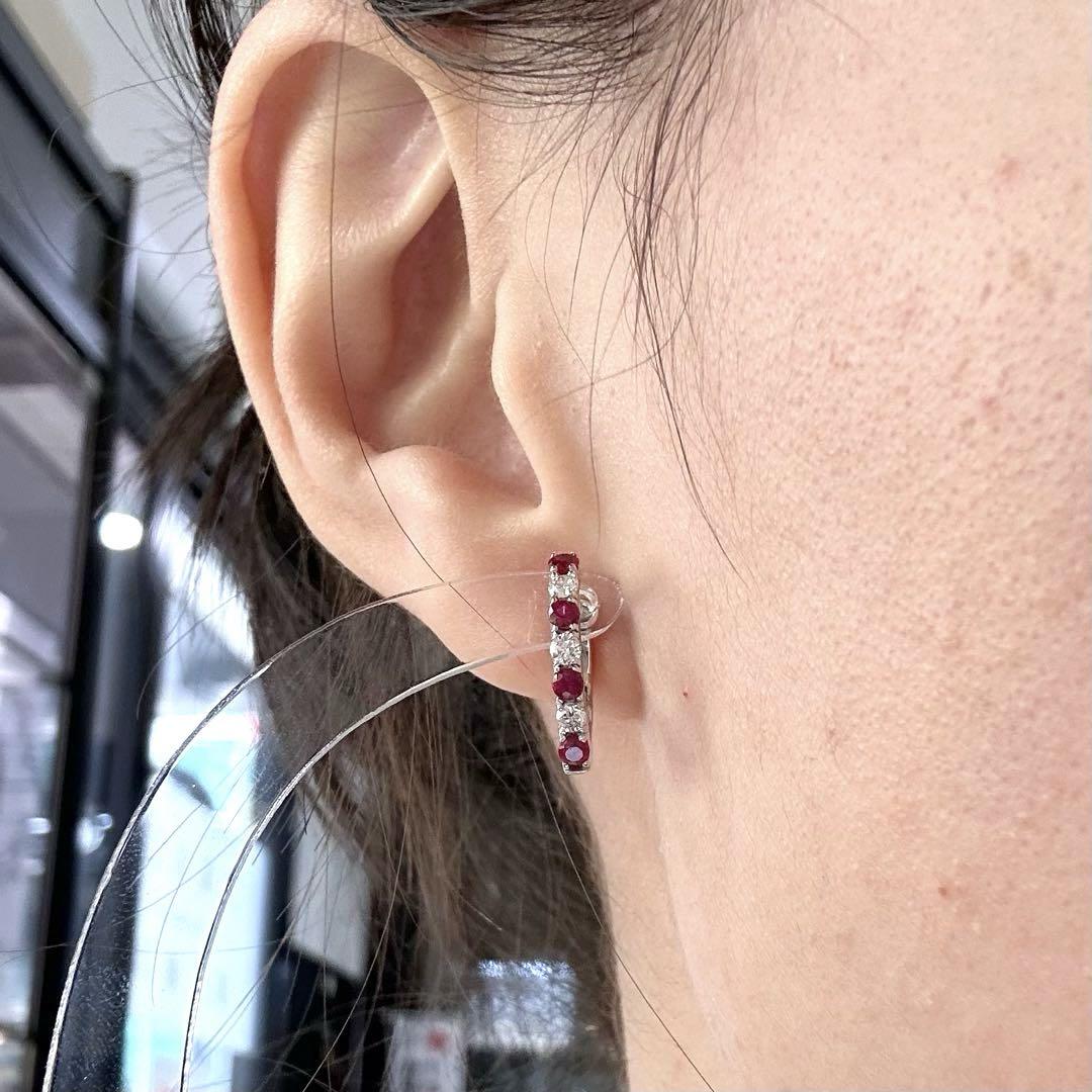 【K18】ルビー0.2ct*2 ピアス デザイン ダイヤ