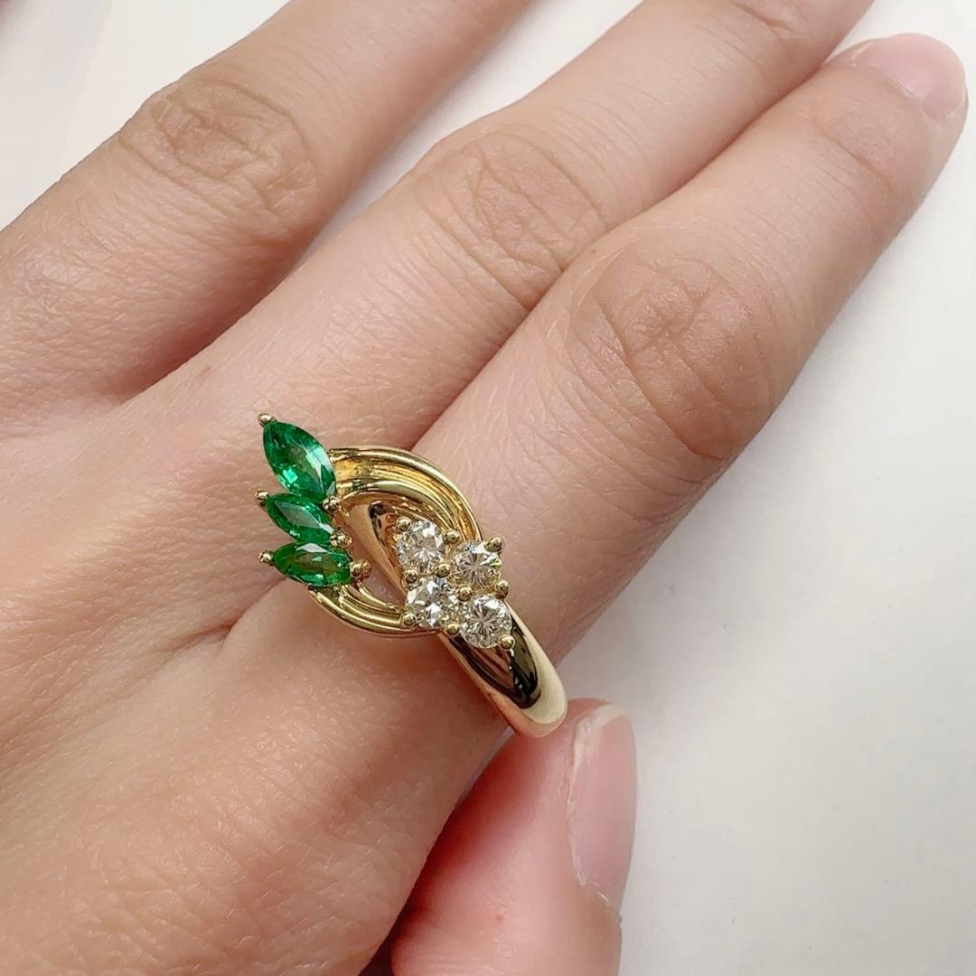 【K18】エメラルド 0.59ct リング