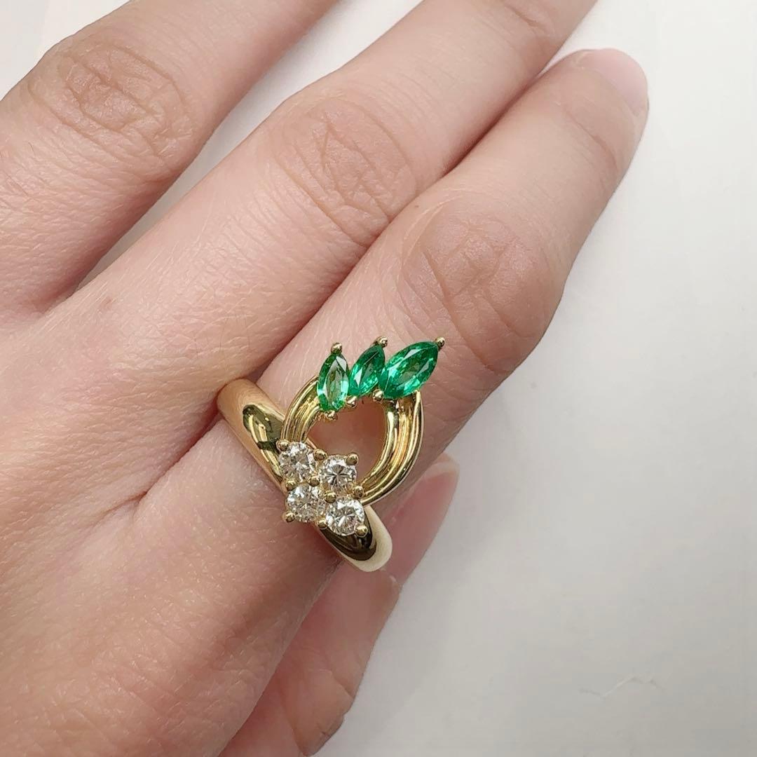 【K18】エメラルド 0.59ct リング