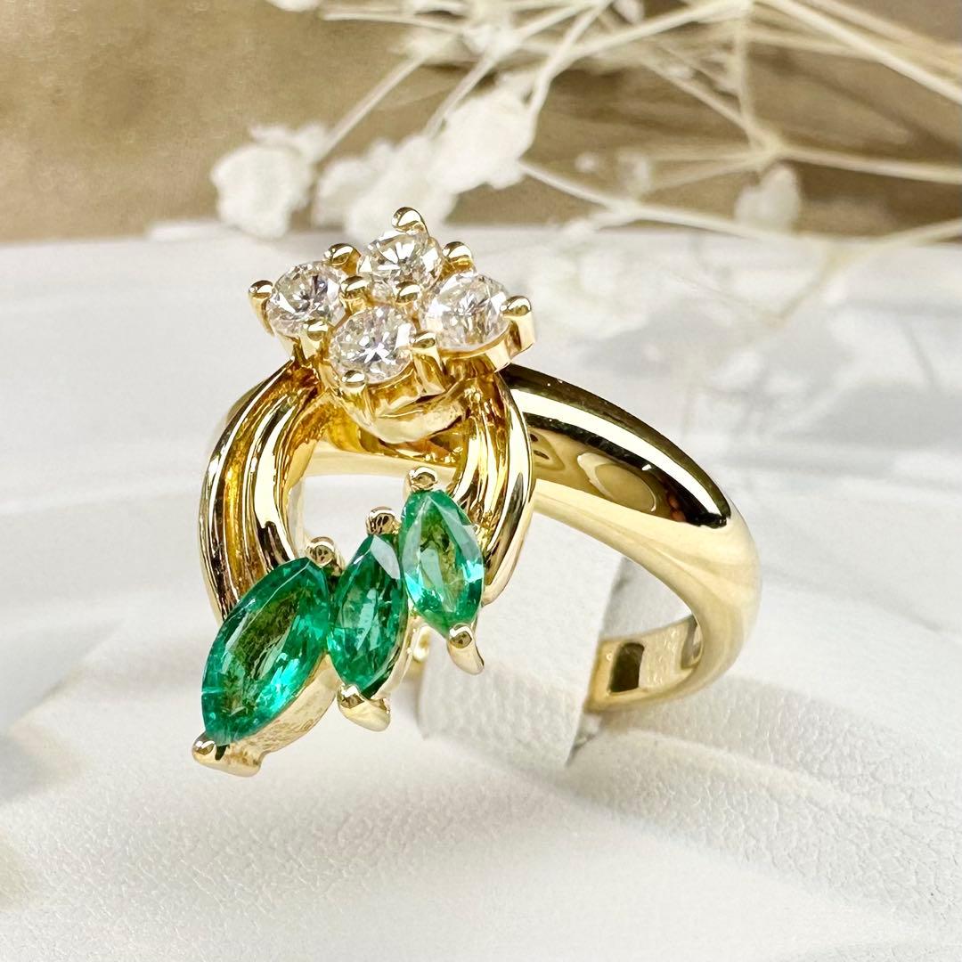 【K18】エメラルド 0.59ct リング