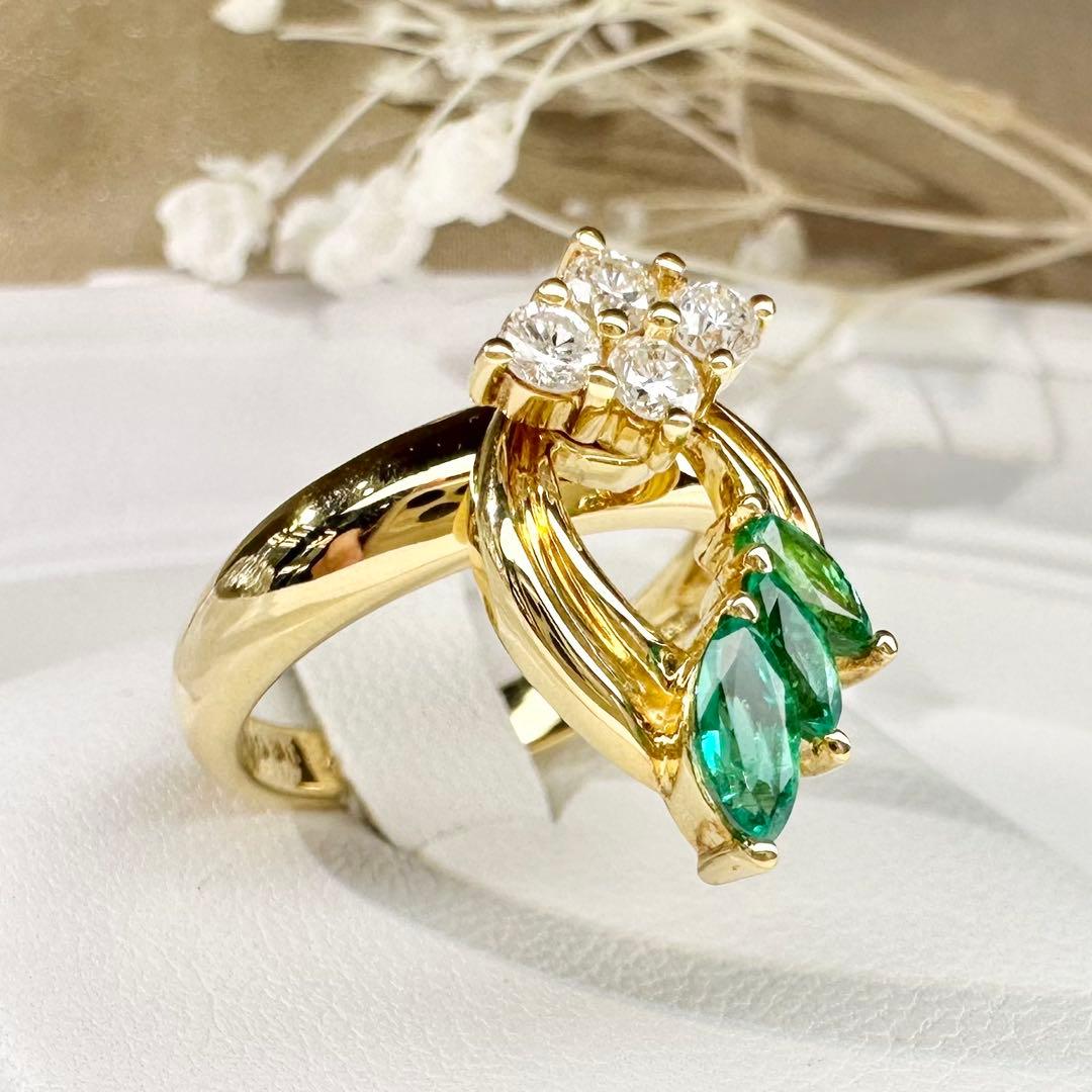 【K18】エメラルド 0.59ct リング