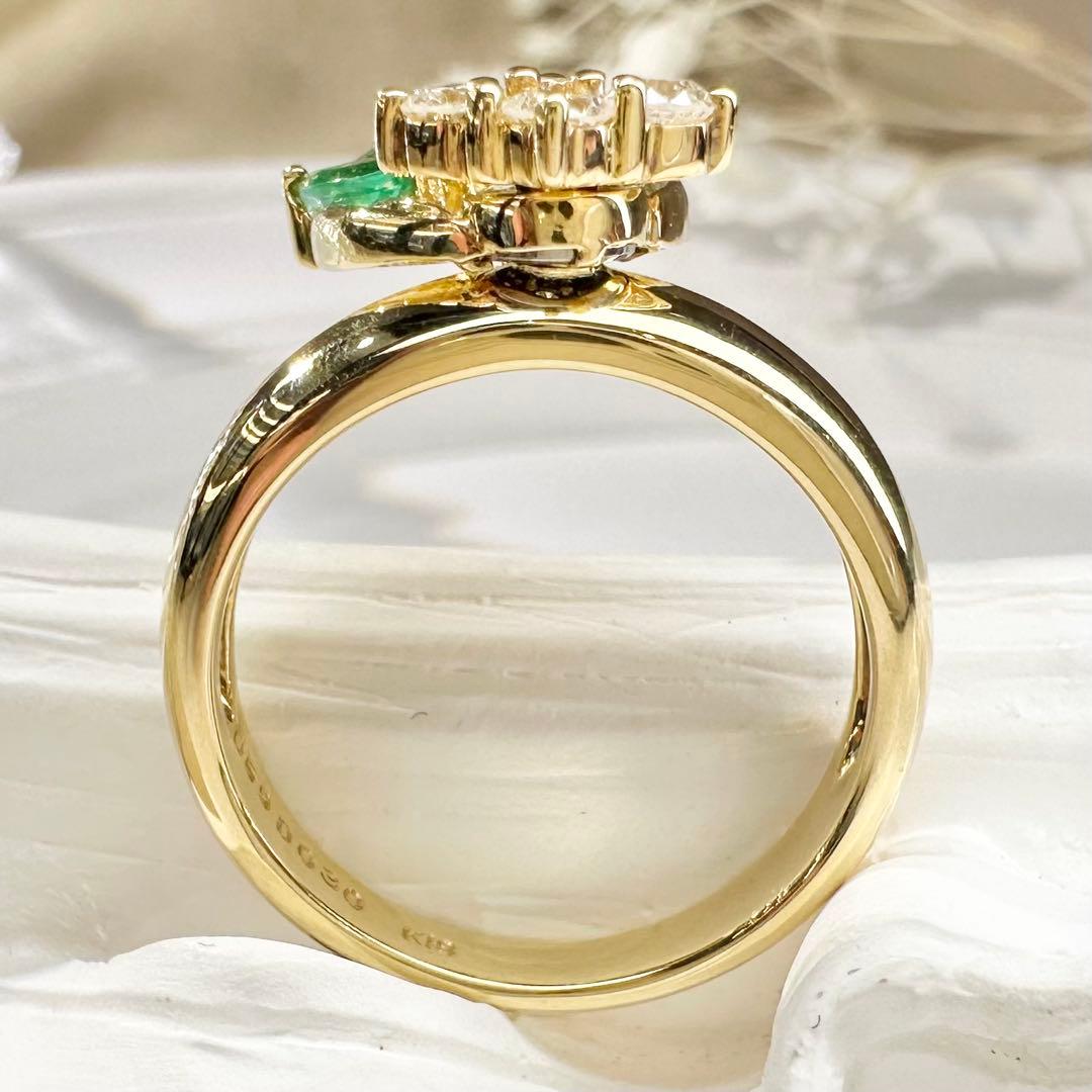 【K18】エメラルド 0.59ct リング