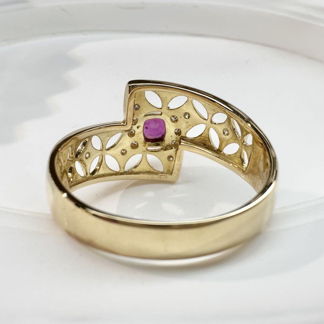 【K18】ルビー 0.35ct リング ダイヤモンド