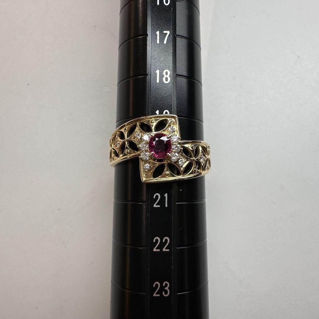 【K18】ルビー 0.35ct リング ダイヤモンド