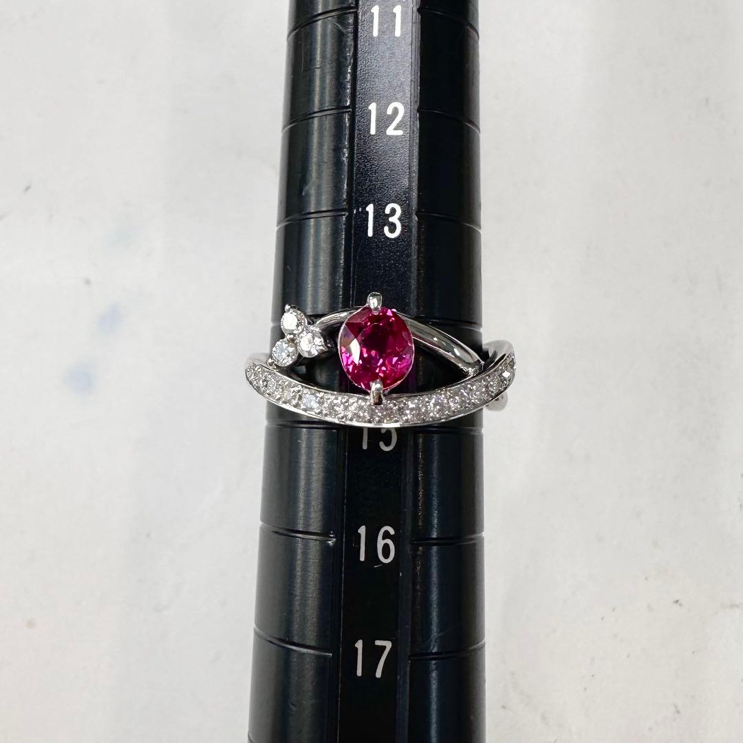 PT900 ルビー ダイヤモンド リング 1.0ct リポンモチーフ