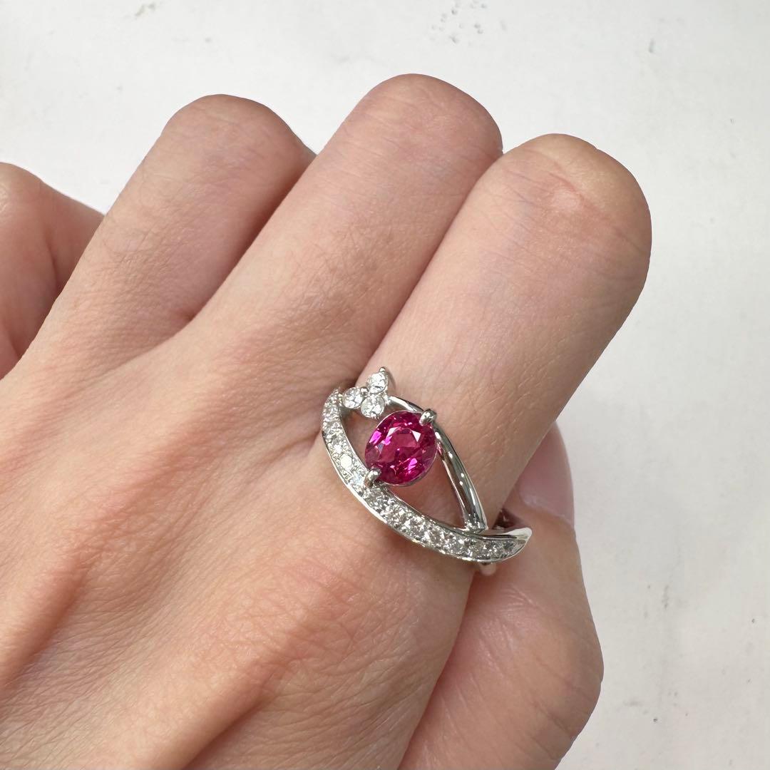 PT900 ルビー ダイヤモンド リング 1.0ct リポンモチーフ