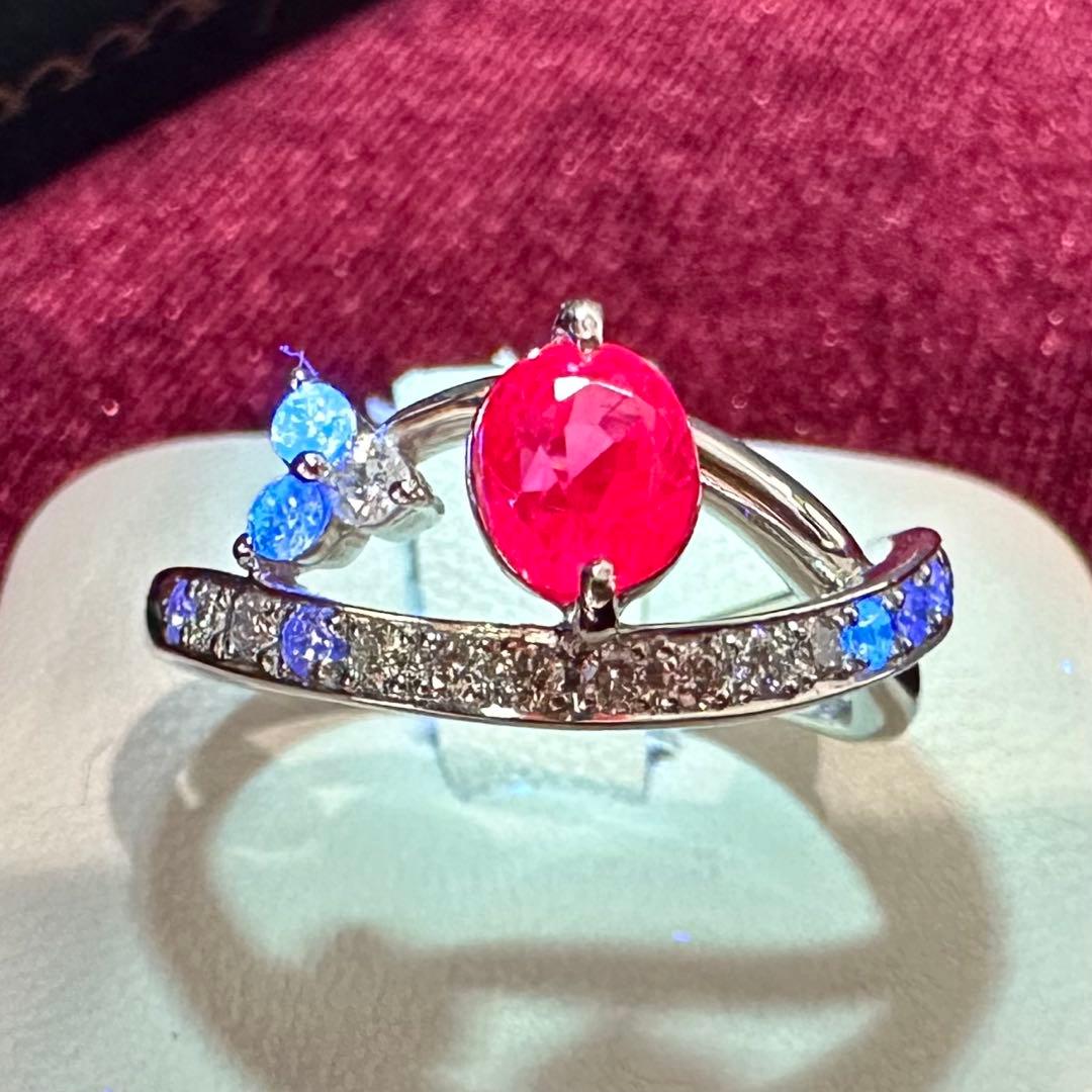 PT900 ルビー ダイヤモンド リング 1.0ct リポンモチーフ