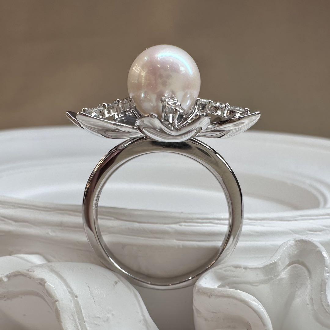 K18WG】アコヤパールリング ダイヤモンド装飾 8.6mm珠 – ABABIL.gems