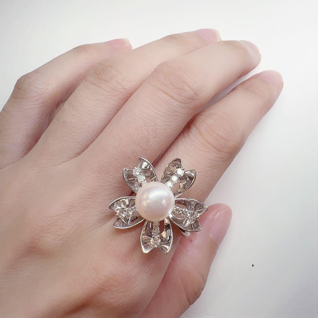 【K18WG】アコヤパールリング ダイヤモンド装飾 8.6mm珠 K18WG】アコヤパールリング ダイヤモンド装飾 8.6mm珠 – ABABIL.gems