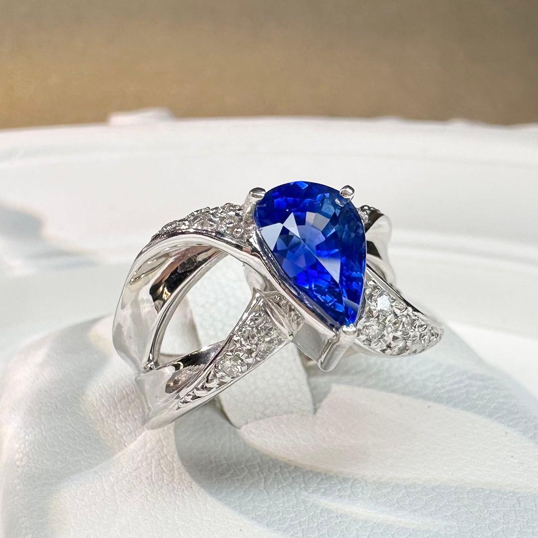 【美品】PT900 スリランカ産 サファイア 2.12ct リング ダイヤ