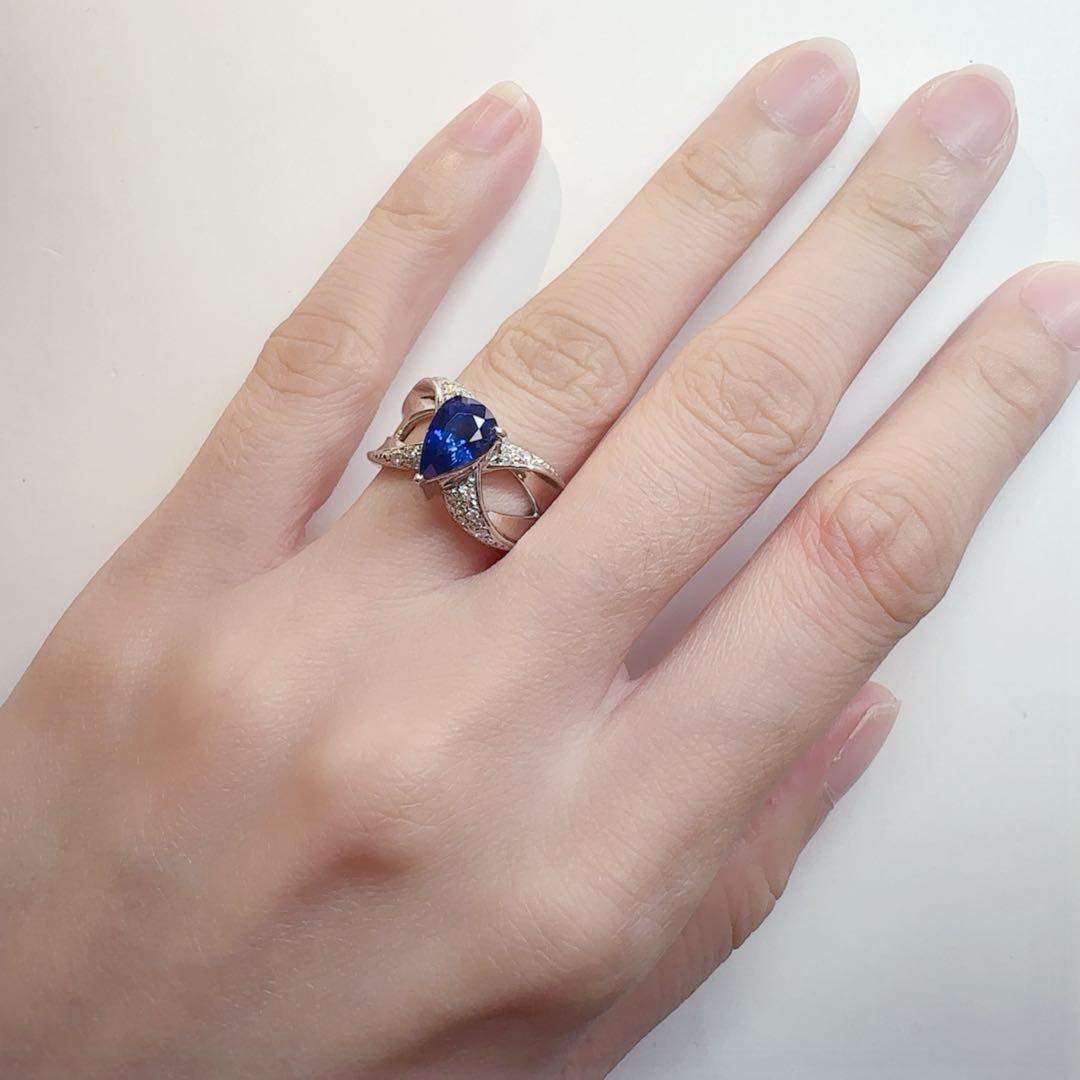 【美品】PT900 スリランカ産 サファイア 2.12ct リング ダイヤ