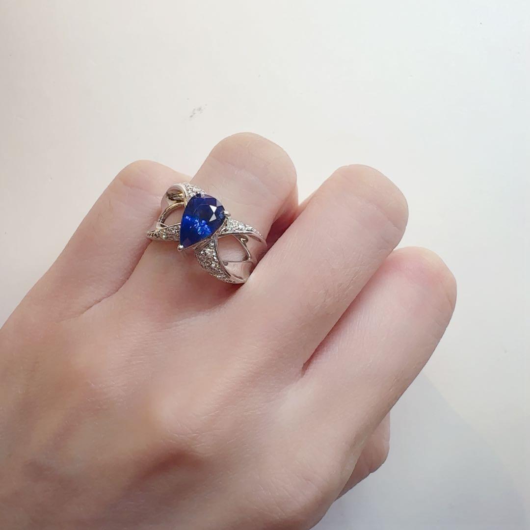 【美品】PT900 スリランカ産 サファイア 2.12ct リング ダイヤ