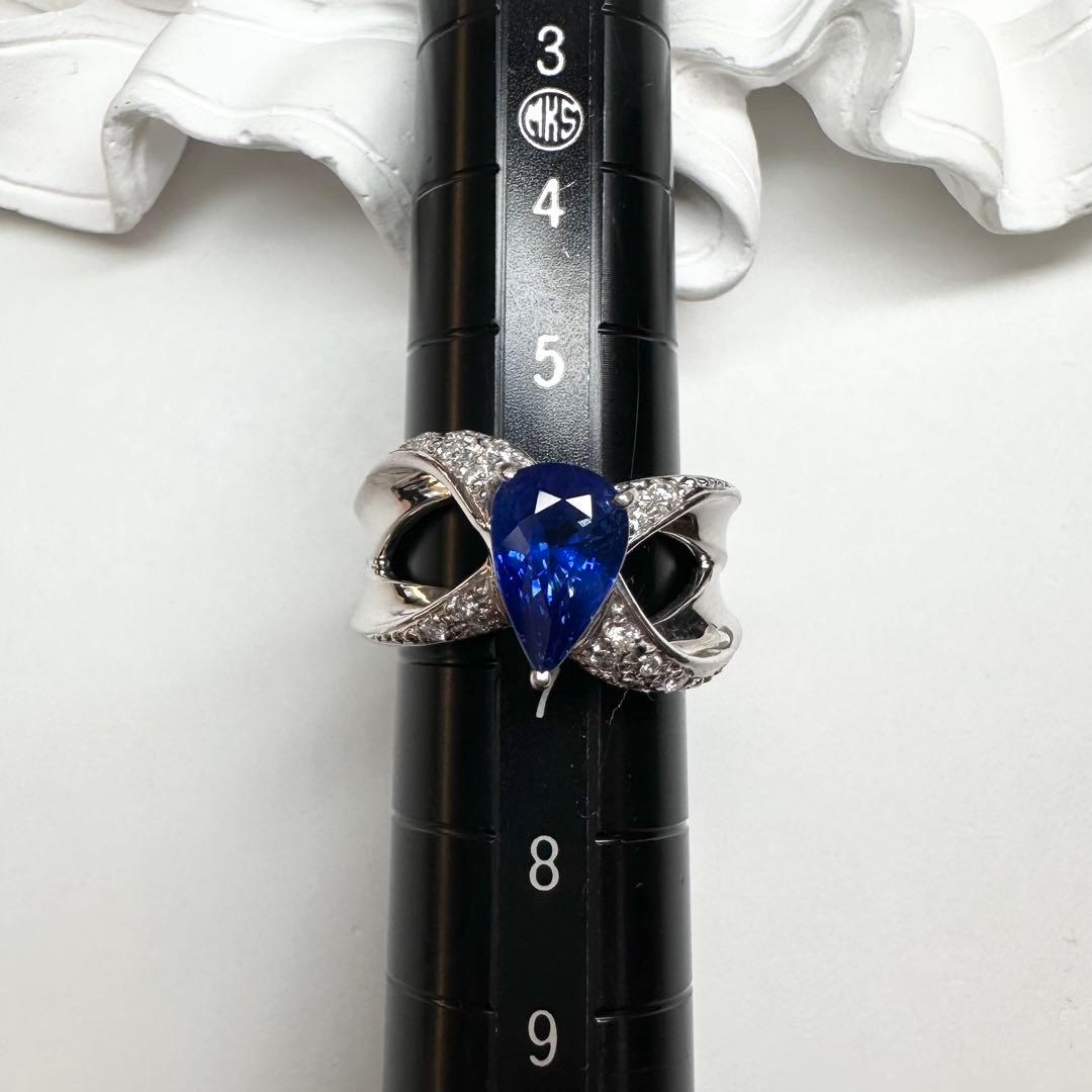 【美品】PT900 スリランカ産 サファイア 2.12ct リング ダイヤ
