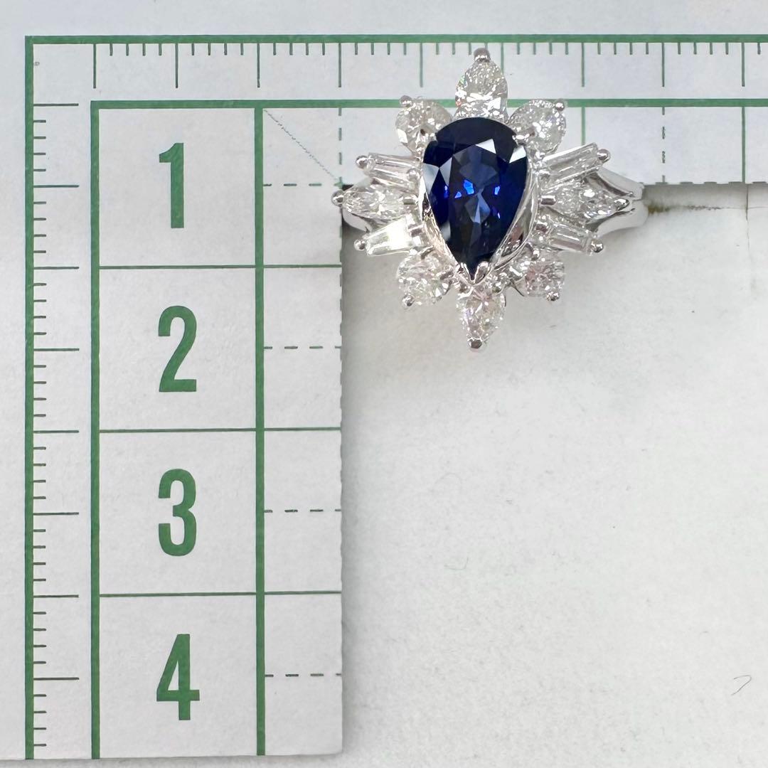PT900 サファイア 1.21ct ダイヤモンド 取り巻きリング