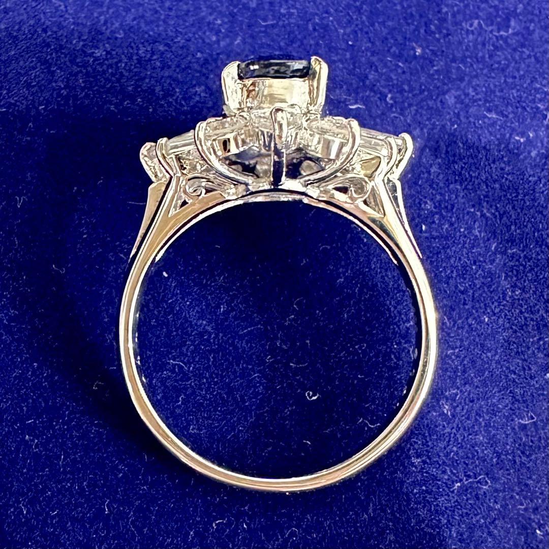 PT900 サファイア 1.21ct ダイヤモンド 取り巻きリング