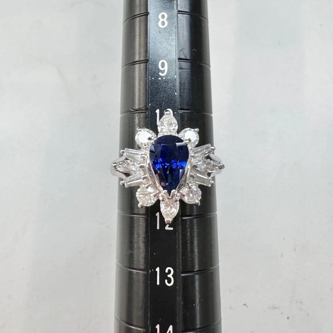 PT900 サファイア 1.21ct ダイヤモンド 取り巻きリング