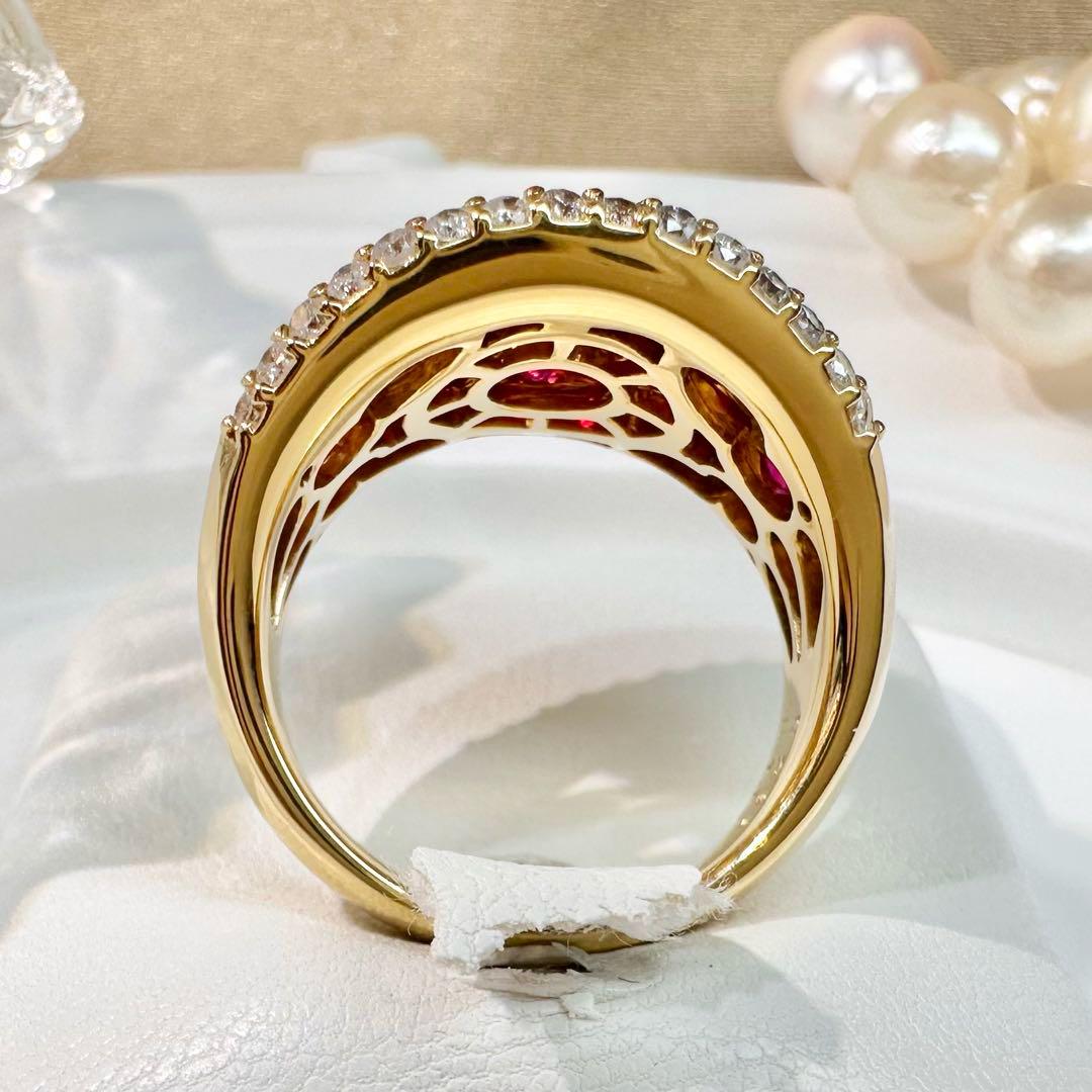 【K18】ルビー 2.33ct リング ダイヤ 花束