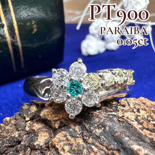 【美品】PT900 パライバ0.05ct リング 可憐系華やかジュエリー
