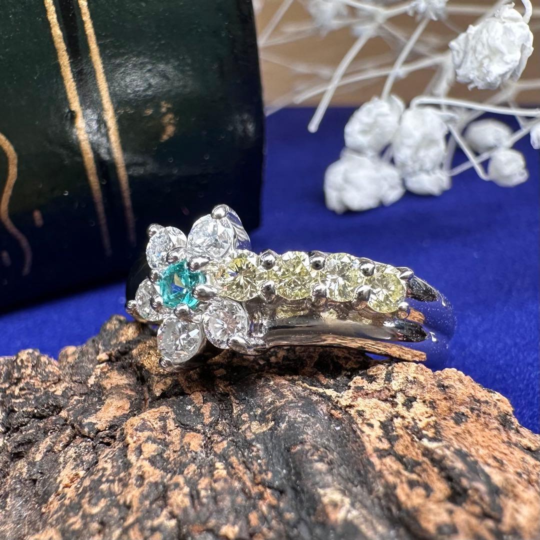 【美品】PT900 パライバ0.05ct リング 可憐系華やかジュエリー