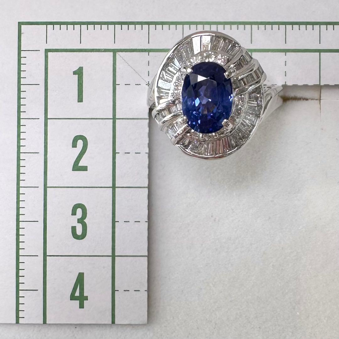 PT900 サファイア 2.19ct ダイヤモンド デザインリング 鑑別書